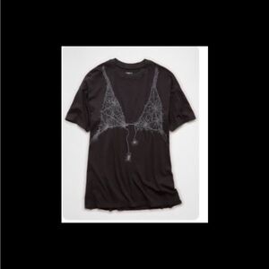American Eagle Outfitters Black Tee with Web Graphic